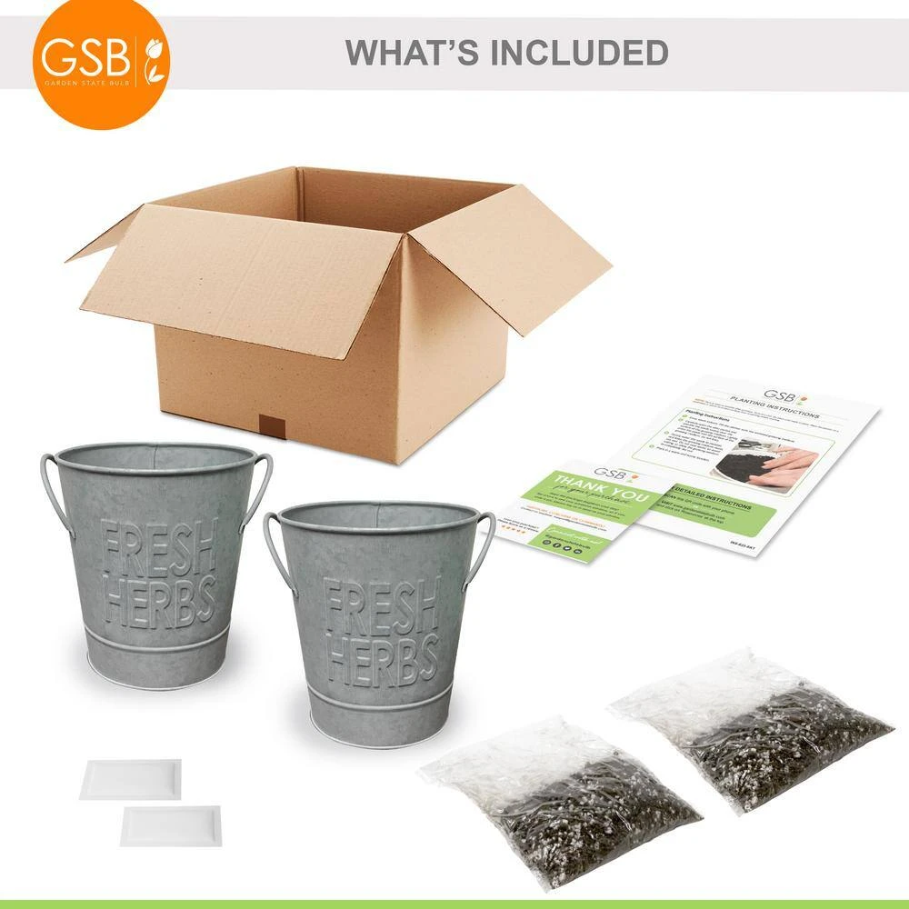 Herb Garden Kit With Aged Zinc Metal Planter (Cat Grass And Cat Nip) (2-Pack) 4 Herb Garden Kit With Aged Zinc Metal Planter (Cat Grass And Cat Nip) (2-Pack) - Image 2